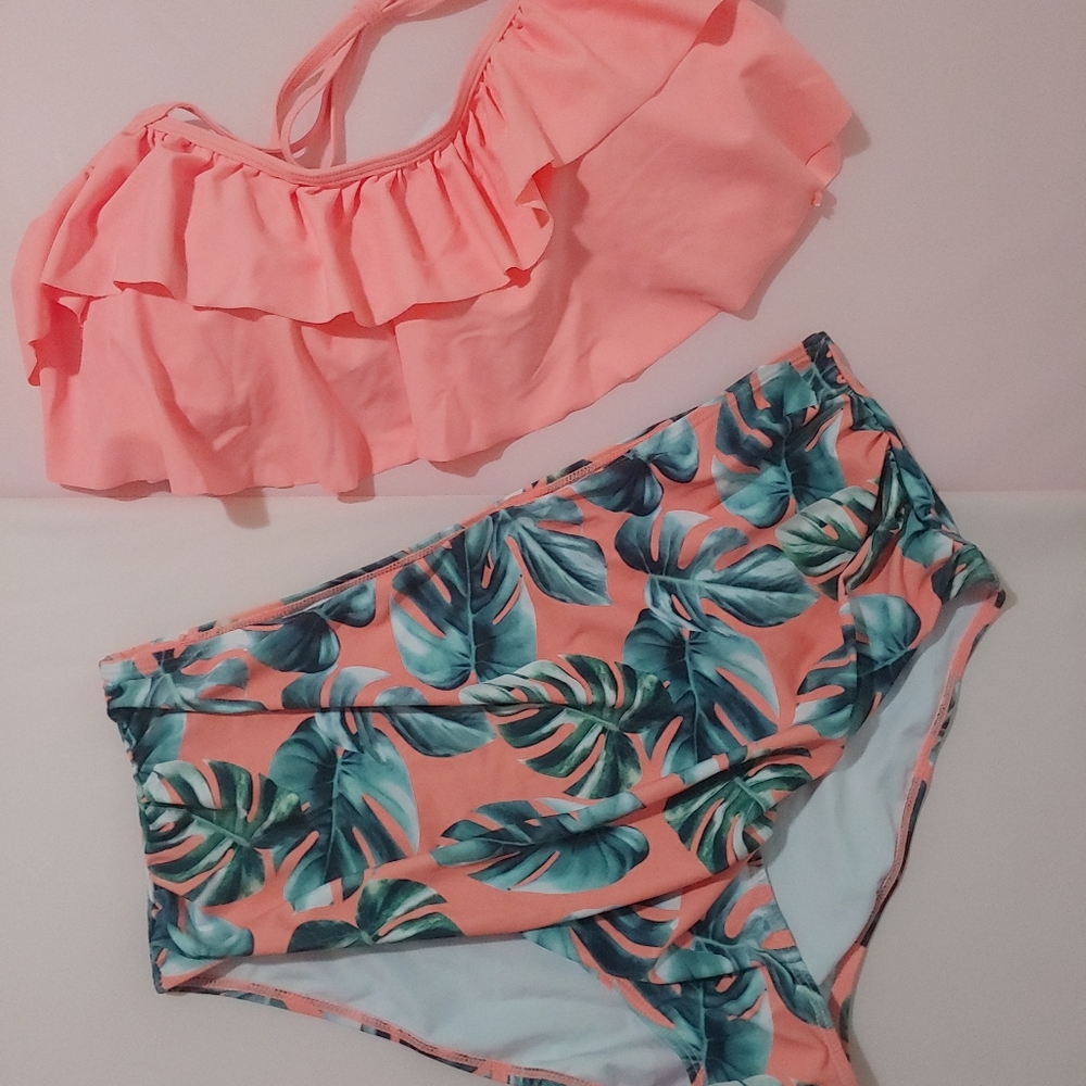 N/wot Leaf print 2 piece bathing suit